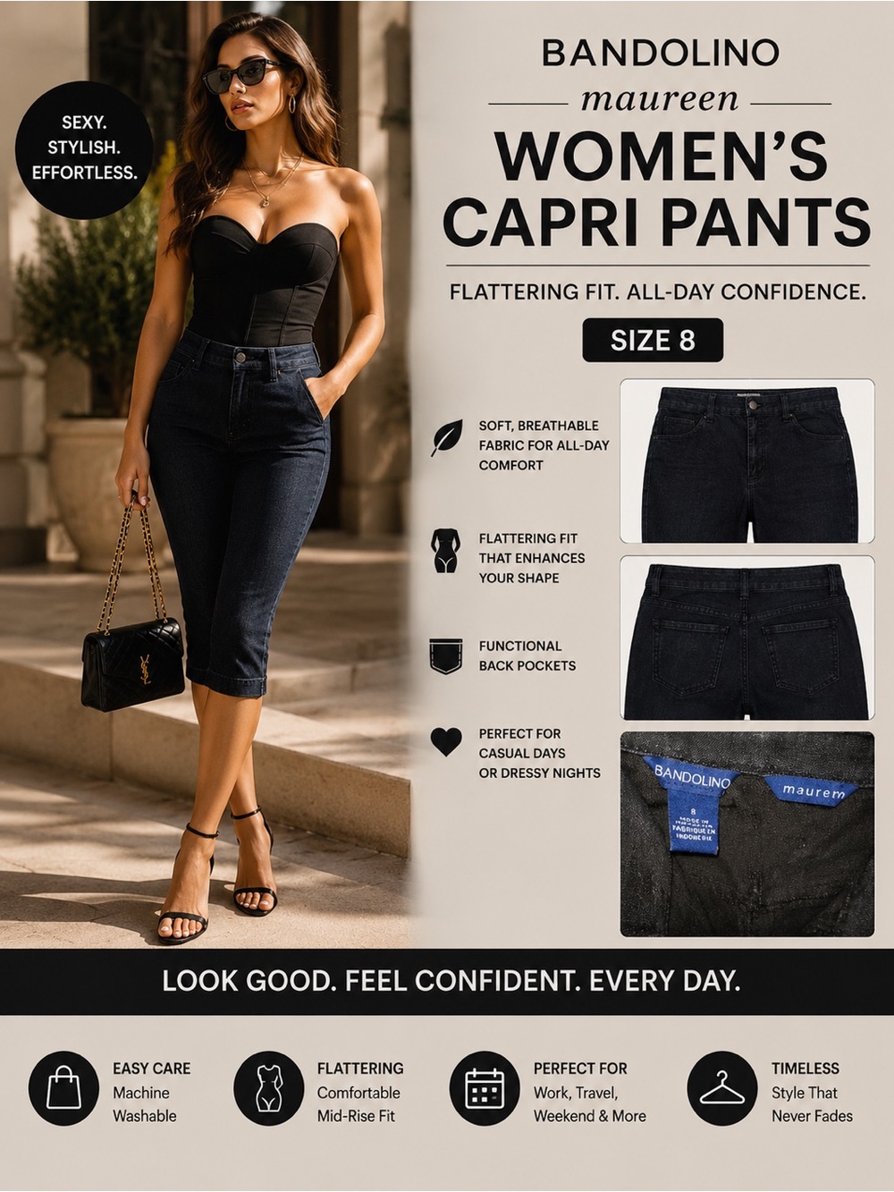 Bandolino Maureen Women’s Capri Pants — dark blue size 8